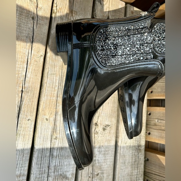 Lemon jelly Chelsea rain boots, with sparkles Metallic Black size 39/8-8.5 - Picture 6 of 9